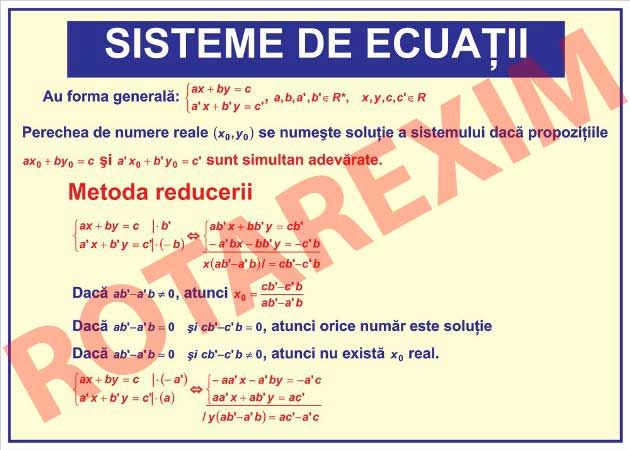Sisteme de ecuatii - metoda reducerii