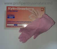 Manusi din nitril nepudrate marimea M - Style Strawberry (100buc/cutie)