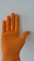 Manusi Nitril Gofrate Diamantate Orange S (50buc/cutie)