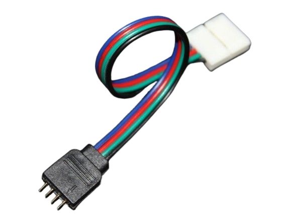 Conector cu fixare la un capăt pentru 10 mm RGB IP20, un alt conector tată cu 4 pini, carcasă neagră DC3-24V/3A, fir de 15 cm