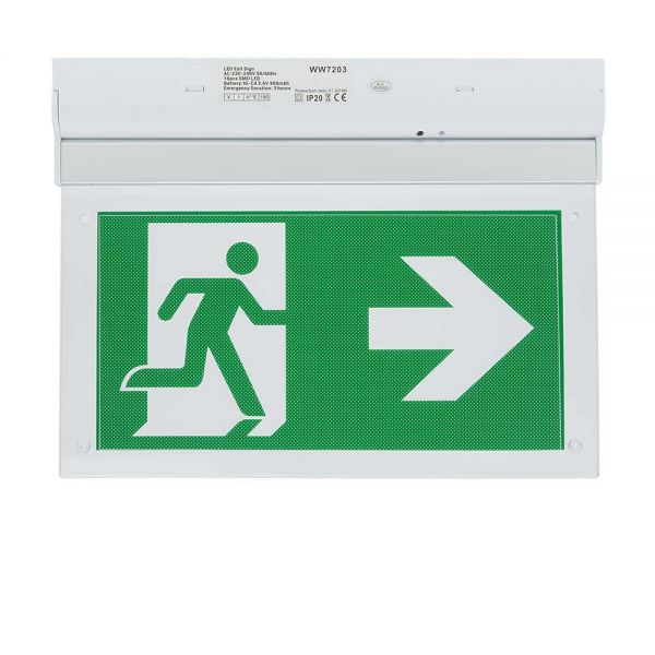 LED WALL SURFACE EMERGENCY EXIT LIGHT 3.6V 900mAh 3-hours Emergency Duration with PVC Legend