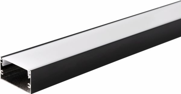 Profil aluminiu banda LED corp negru/dispersor alb L=2m 40x20mm