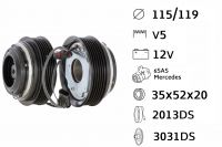 Kit fulie compresor DENSO 6SAS - Mercedes 