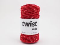 Sznur Twist 3mm GLITTER 100m, roșu cu argintiu