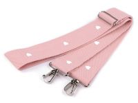 Curea textila pentru geanta cu carabinie 79-142 cm-roz pudrat