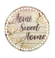 Baza lemn cerc natur colorat, 20 cm -Home sweet home 