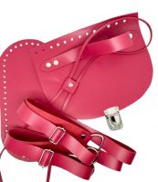 Set rucsac piele naturală, roșu