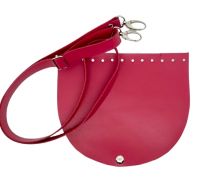 Set geanta piele naturala, clapeta +curea, rosu