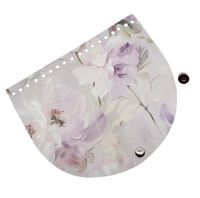 Clapeta geanta cu inchizatoare magnetica, piele ecologica, 20x17 cm- cu flori lila