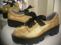 Pantofi Oxford auriu piele naturala