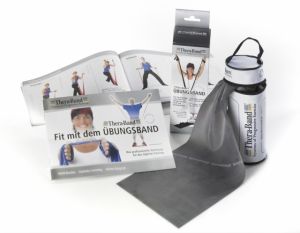 Bandă elastică TheraBand în geantă cu fermoar Negru / Greu Special 2,5m