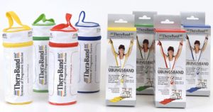 Bandă elastică TheraBand în geantă cu fermoar Verde / Greu 2,5m