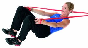 Bandă elastică TheraBand,  5,5 m - Albastru / Extra greu