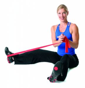 Bandă elastică TheraBand, rolă de 45 m - Bej / Extra subţire