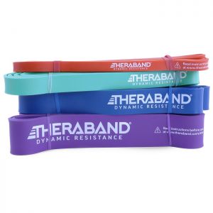 Set benzi elastice tip curea TheraBand pentru sportivi (uşor, mediu, greu, extra)