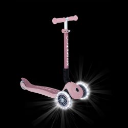 Trotineta Globber JUNIOR PLIABILA ECOLOGICA ghidon ajustabil pe 3 nivele roti cu lumini LED rulmenti ABEC 9 culoare roz pal(1)