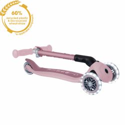 Trotineta Globber JUNIOR PLIABILA ECOLOGICA ghidon ajustabil pe 3 nivele roti cu lumini LED rulmenti ABEC 9 culoare roz pal(3)
