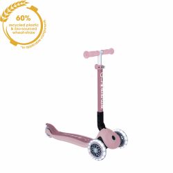Trotineta Globber JUNIOR PLIABILA ECOLOGICA ghidon ajustabil pe 3 nivele roti cu lumini LED rulmenti ABEC 9 culoare roz pal(5)