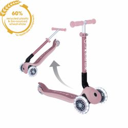 Trotineta Globber JUNIOR PLIABILA ECOLOGICA ghidon ajustabil pe 3 nivele roti cu lumini LED rulmenti ABEC 9 culoare roz pal(7)