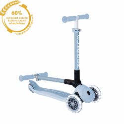 Trotineta Globber JUNIOR PLIABILA ECOLOGICA ghidon ajustabil pe 3 nivele roti cu lumini LED rulmenti ABEC 9 culoare albastru(10)
