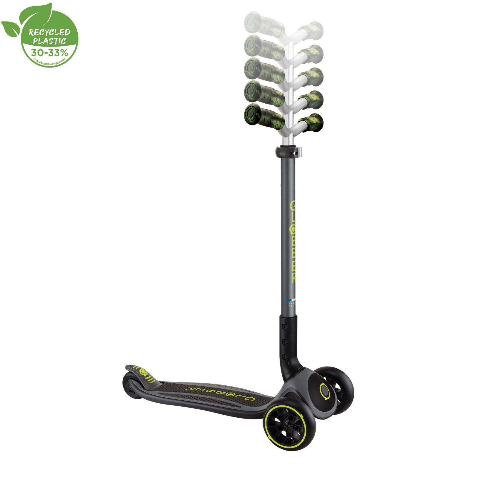 Trotineta Globber MASTER PRIME pliabila ghidon ajustabil pe 5 nivele roti PU late rulmenti ABEC 5 culoare verde