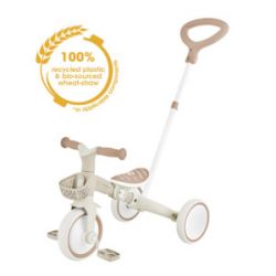 Tricicleta Globber 3 in 1 pentru copii ecologica bara de impins si ghidaj pentru parinti scaun ajustabil functie free wheel si cosulet transport(20)