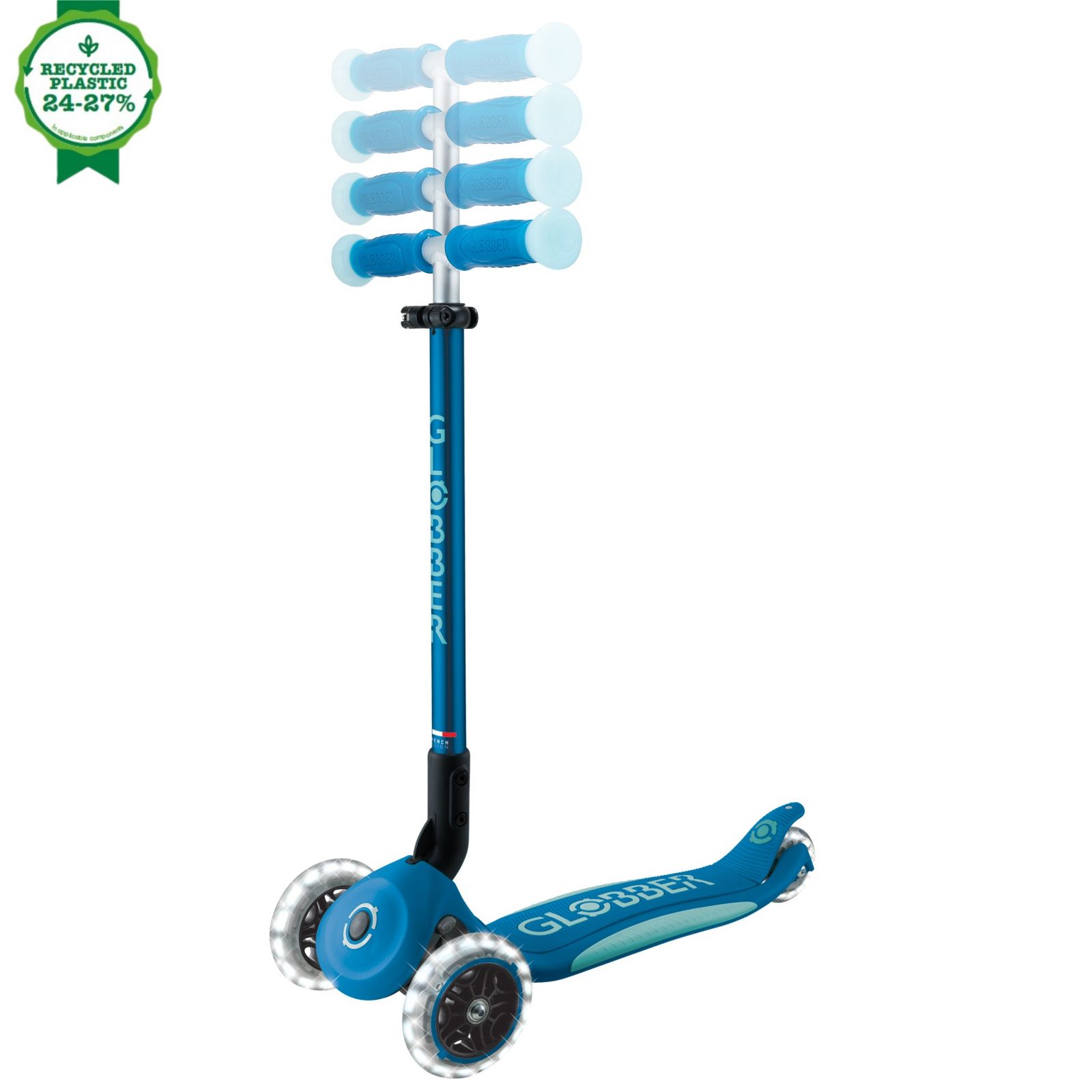 Trotineta Globber Elite Glow ghidon ajustabil 4 nivele pliabila rulmenti ABEC 9 culoare albastru