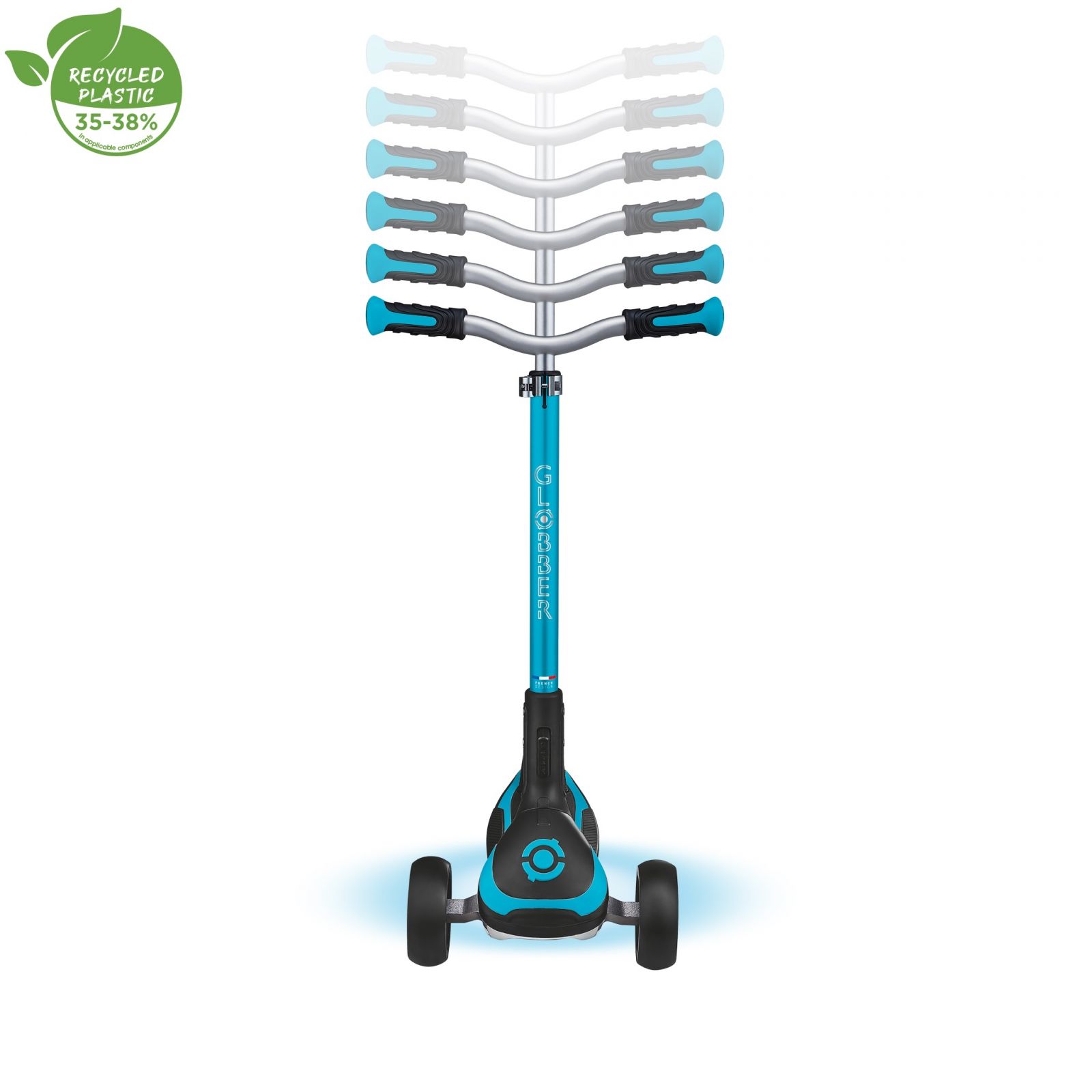 Trotineta Globber ULTIMUM LIGHTS pentru copii adolescenti si adulti ghidon reglabil pe 6 nivele greutate maxima 100 kg rulmenti ABEC 9(4)