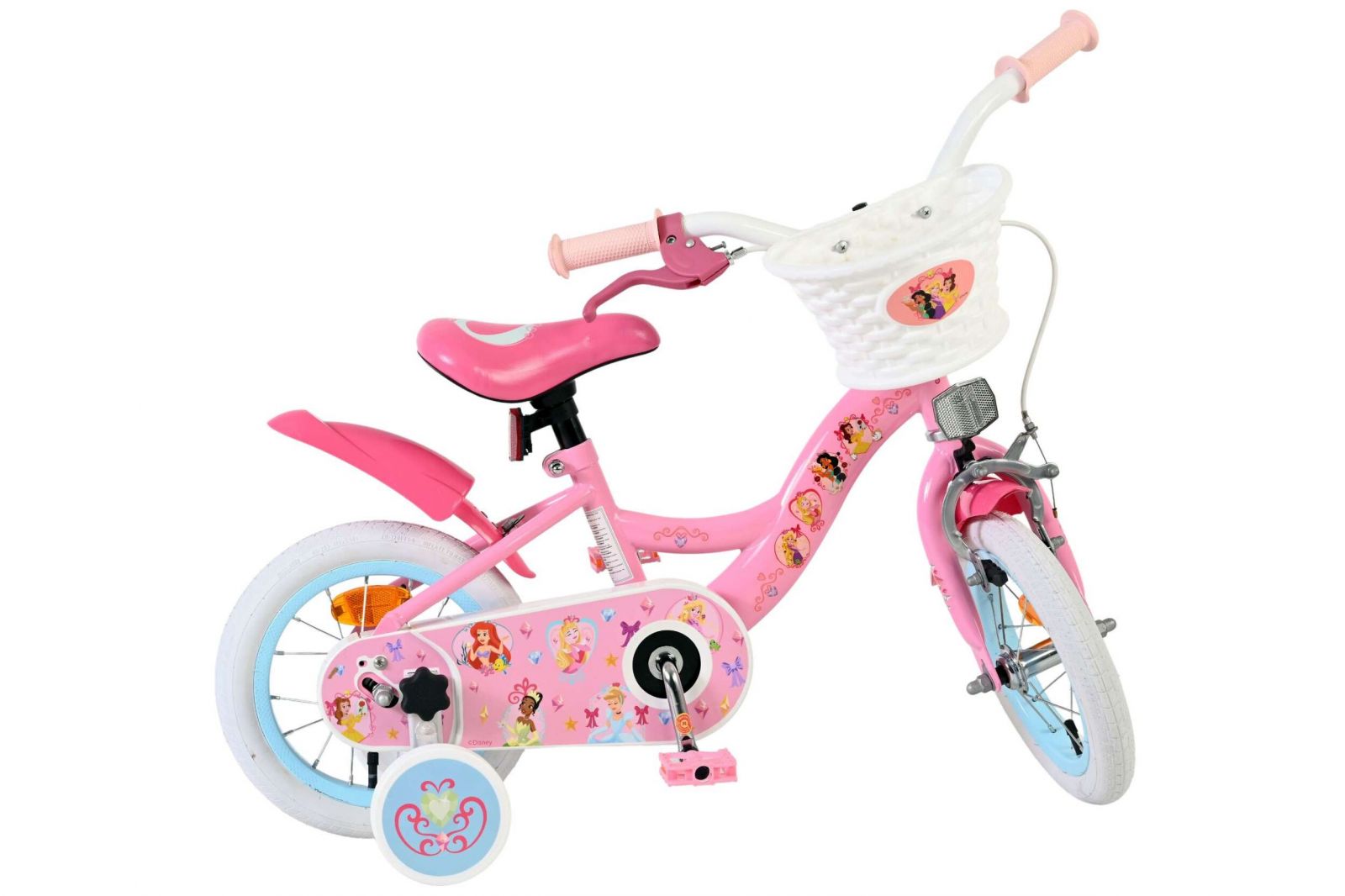 Bicicleta EL Disney Princess 12 inch frana de mana roata fata scaun si ghidon reglabil cosulet pe ghidon roti gonflabile(8)