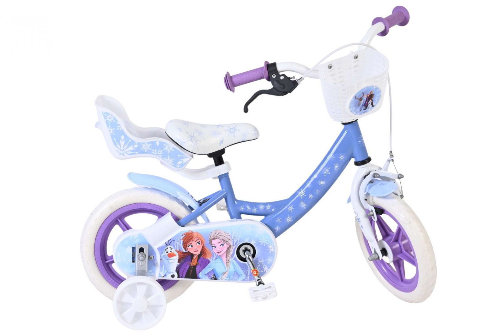 Bicicleta EL Disney Frozen 12 inch frana de mana pe roata fata roti cauciuc EVA scaun si ghidon reglabil cosulet ghidon scaun papusi(9)