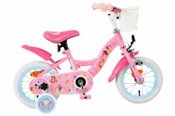 Bicicleta E&L Disney Princess 12 inch, frana de mana roata fata, scaun si ghidon reglabil, cosulet pe ghidon, roti gonflabile
