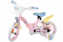 Bicicleta EL Disney Stitch 12 inch frana de mana scaun si ghidon reglabil cosulet pe ghidon spite metalice roti gonflabile stopuri reflectorizante(7)
