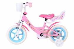 Bicicleta EL Disney Princess 12 inch frana de mana roti cauciuc EVA scaun si ghidon reglabil suport pentru papusi cosulet pe ghidon(6)