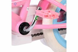 Bicicleta EL Disney Princess 12 inch frana de mana roti cauciuc EVA scaun si ghidon reglabil suport pentru papusi cosulet pe ghidon(8)