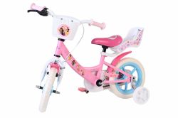 Bicicleta EL Disney Princess 12 inch frana de mana roti cauciuc EVA scaun si ghidon reglabil suport pentru papusi cosulet pe ghidon(7)