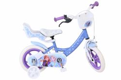 Bicicleta E&L Disney Frozen 12 inch, frana de mana pe roata fata, roti cauciuc EVA, scaun si ghidon reglabil, cosulet ghidon, scaun papusi