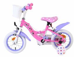 Bicicleta EL Minnie Mouse 12 inch frana de mana pe ambele roti scaun si ghidon reglabil spite metalice roti gonflabile cosulet pe ghidon(6)