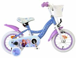 Bicicleta E&L Disney Frozen 12 inch, frana de mana pe roata fata, scaun si ghidon reglabil, spite metalice, roti gonflabile, cosulet pe ghidon