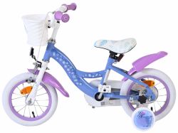 Bicicleta EL Disney Frozen 12 inch frana de mana pe roata fata scaun si ghidon reglabil spite metalice roti gonflabile cosulet pe ghidon(6)