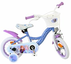 Bicicleta EL Disney Frozen 12 inch frana de mana pe roata fata scaun si ghidon reglabil spite metalice roti gonflabile cosulet pe ghidon(10)