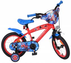 Bicicleta E&L Spiderman 14 inch, frana de mana pe roata fata, scaun si ghidon reglabil, spite metalice, roti gonflabile, stopuri reflectorizante