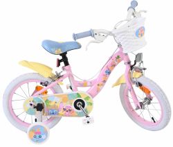 Bicicleta E&L Disney Stitch Girls 14 inch, frana de mana pe ambele roti, scaun si ghidon reglabil, spite metalice, roti gonflabile, stopuri reflectorizante