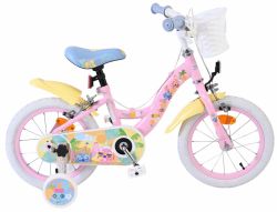 Bicicleta EL Disney Stitch Girls 14 inch frana de mana pe ambele roti scaun si ghidon reglabil spite metalice roti gonflabile stopuri reflectorizante