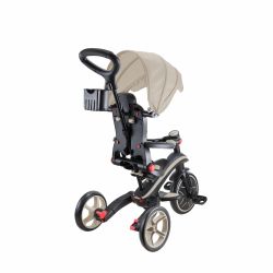 Tricicleta Globber EXPLORER PLIABLA 4 in 1 functie free wheel scaun ajustabil roti EVA centura siguranta in 5 puncte culoare crem(4)