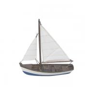 Barca de pescuit din lemn cu vele de stofa 19x20cm 5171