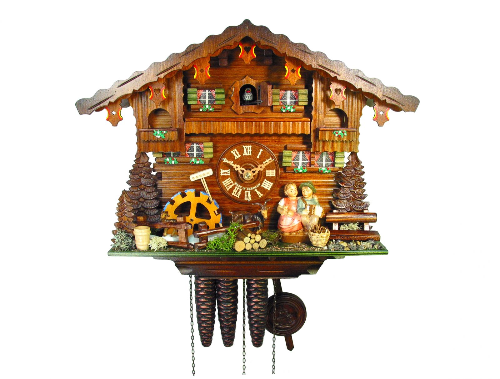 August Schwer Cuckoo Clock 1Day Movement Black Forest Kissing Couple Clock 3.0502.01.P(3)