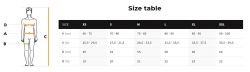 SR Size Table XSXXL