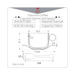Ceasca de cafea Keith Titanium cu farfurie si lingurita 150ml (10)