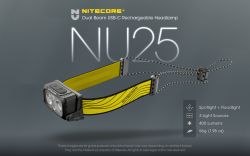 Frontală Nitecore NU25, reîncărcabilă USB, 400 lumeni, 64 metri