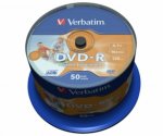 DVD-R VERBATIM  4.7GB, 120min, viteza 16x, 50 buc, Single Layer, spindle, printabil, 